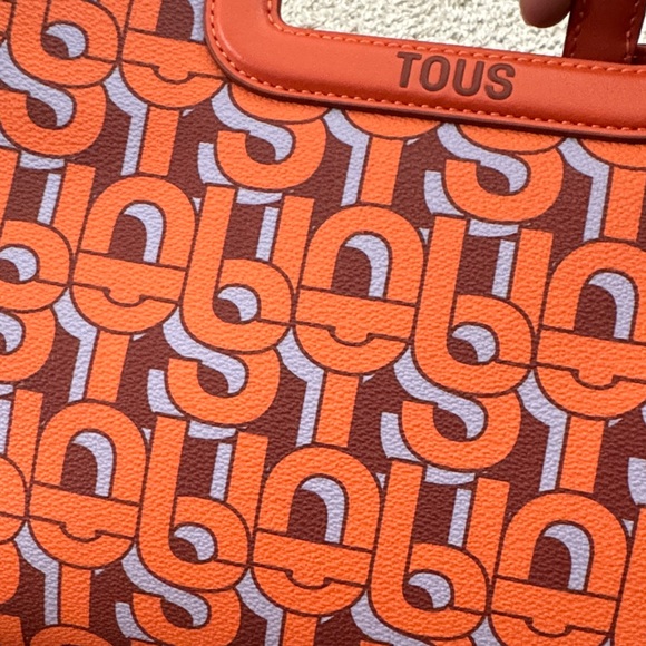 Tous Orange and Gray Geometric Handbag - Picture 7 of 8